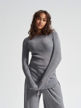  Seamless Basis Elegante Wool Bluse Grey Melange