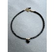 Line Nørgaard 05 Spinelarmbånd i 14 karat guld med små sorte hjerter